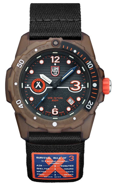 Luminox Bear Grylls Survival ECO Tide Black Dial Black Textile Strap Date Divers Quartz Mens Watch XB.3721.ECO - WAB - Shipping Dept.