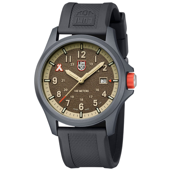 Luminox Bear Grylls Survival Land ALUMI-NOX Brown Dial Gray Rubber Strap Date Quartz Mens Watch XB.3716 - Watches & Beyond