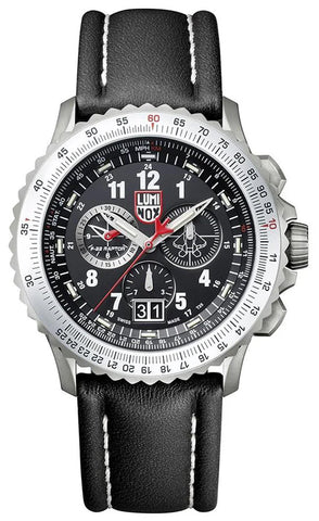 Luminox F - 22 Raptor Chronograph Titanium Black Dial Black Leather Strap Date Divers Quartz Mens Watch XA.9241 - WAB - Shipping Dept.