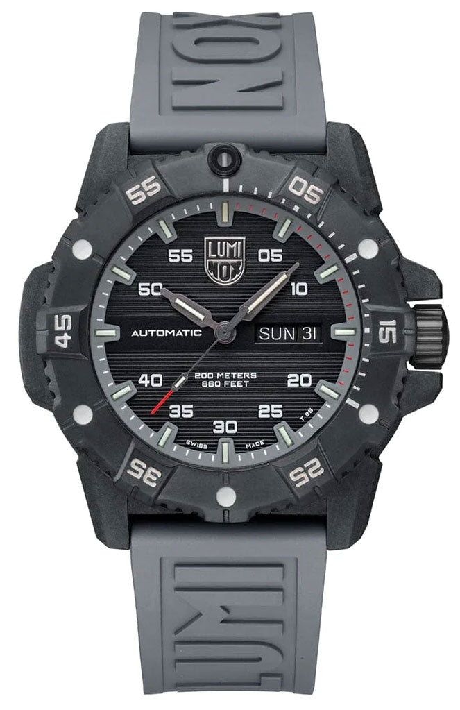 Luminox Master Carbon SEAL Automatic CARBONOX+ Black Dial Gray Rubber Strap Day/Date Divers Mens Watch XS.3862 - WAB - Shipping Dept.