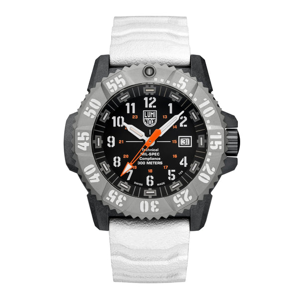Luminox Mil-Spec CARBONOX+ & Titanium Black Dial White Rubber Interchangeable Black Nylon Strap Date Divers Quartz Mens Watch XL.3359.SET - Watches & Beyond