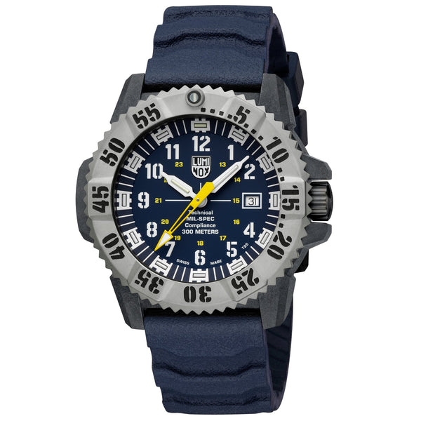 Luminox Mil-Spec CARBONOX+ & Titanium Blue Dial Blue Rubber Strap Date Divers Quartz Mens Watch XL.3355.2 - Watches & Beyond