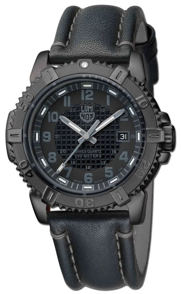 Luminox Modern Mariner Black PVD Black Dial Black Leather Strap Date Divers Quartz Mens Watch XS.6251.BO - WAB - Shipping Dept.