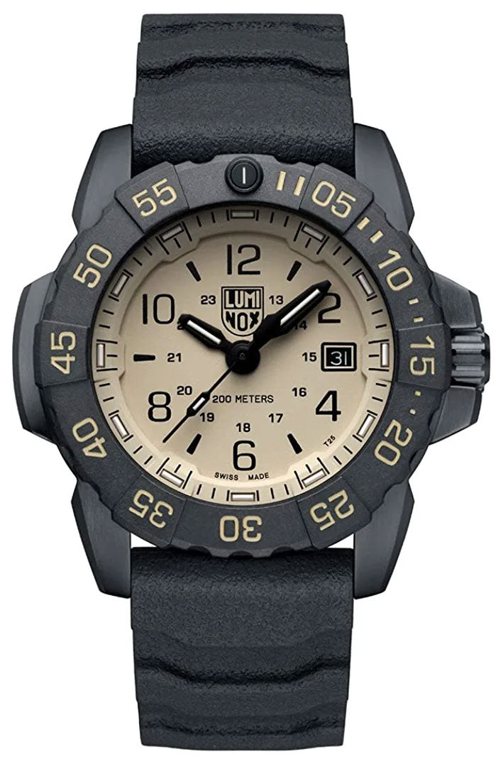 Luminox Navy SEAL Black Stainless Steel Black Rubber Strap Sand Dial Date Divers Quartz Interchangeable NATO Strap Mens Watch XS.3251.CBNSF.SET - WAB - Shipping Dept.