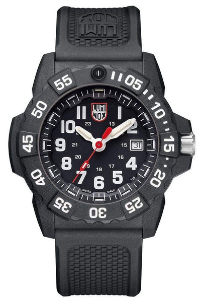 Luminox Navy SEAL CARBONOX Black Dial Black Rubber Strap Date Divers Quartz Mens Watch XS.3501.F - Watches & Beyond
