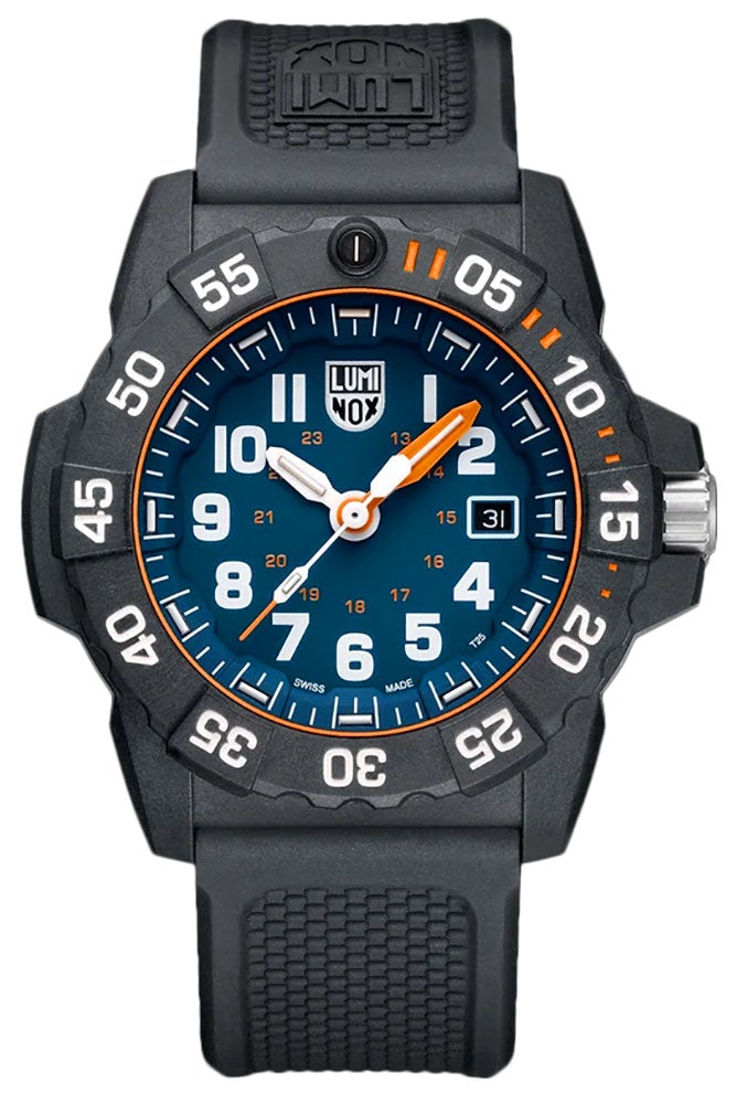 Luminox Navy Seal CARBONOX Black Rubber Strap Blue Dial Date Divers Quartz Mens Watch XS.3503.NSF - WAB - Shipping Dept.