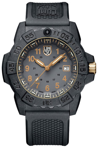 Luminox Navy SEAL CARBONOX Gray Dial Black Rubber Strap Date Divers Quartz Mens Watch XS.3508.GOLD - WAB - Shipping Dept.