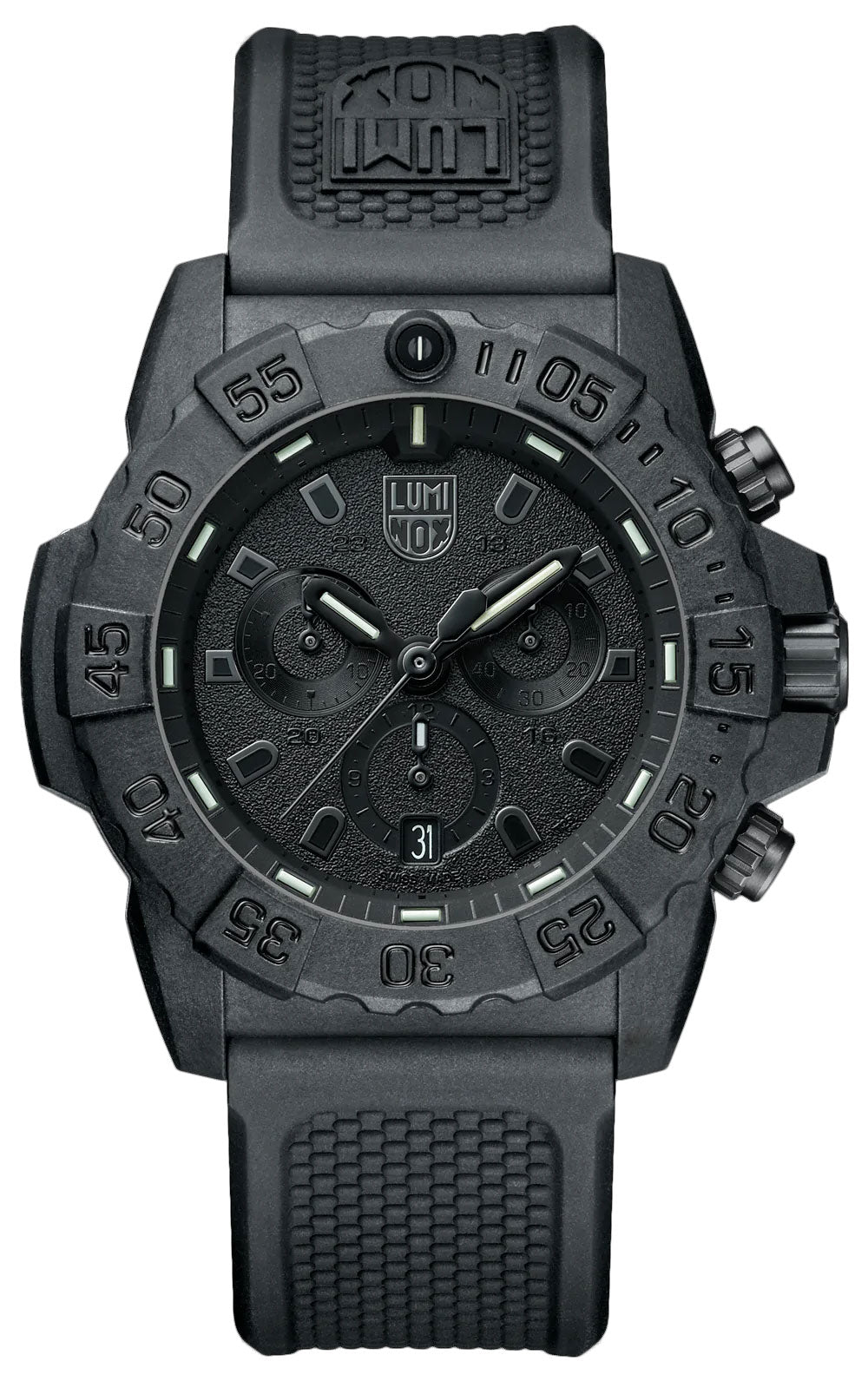 Luminox Navy SEAL Chronograph CARBONOX Black Dial Black Rubber Strap Date Divers Quartz Mens Watch XS.3581.BO - WAB - Shipping Dept.