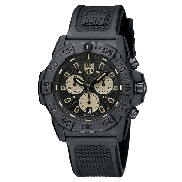 Luminox Navy SEAL Chronograph CARBONOX Black Dial Black Rubber Strap Date Divers Quartz Mens Watch XS.3587 - Watches & Beyond