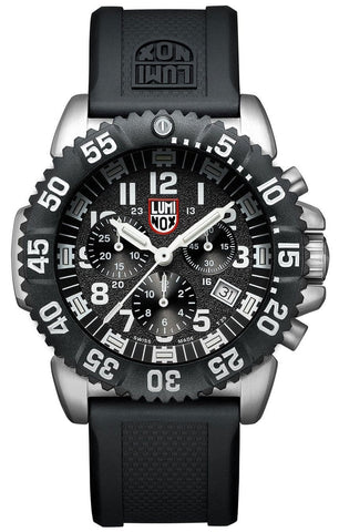 Luminox Navy SEAL Colormark Chronograph Stainless Steel Black Dial Black Rubber Strap Date Divers Quartz Mens Watch XS.3181.F - WAB - Shipping Dept.