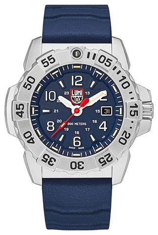 Luminox Navy SEAL Stainless Steel Blue Dial Blue Rubber Strap Date Divers Quartz Mens Watch XS.3253 - WAB - Shipping Dept.