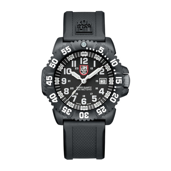 Luminox Original Navy SEAL Colormark CARBONOX Black Dial Black Rubber Strap Date Divers Quartz Mens Watch XS.3051.F - Watches & Beyond