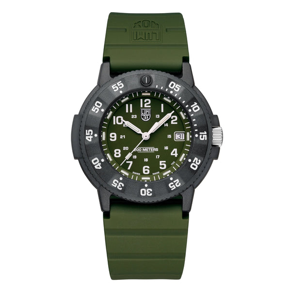 Luminox Original Navy SEAL EVO CARBONOX Green Dial Green Rubber Strap Date Divers Quartz Mens Watch XS.3013.EVO.S - Watches & Beyond