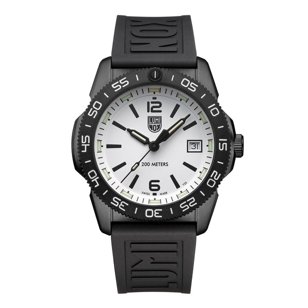 Luminox Pacific Diver Black IP Steel White Dial Black Rubber Strap Date Divers Quartz Unisex Watch XS.3127M - Watches & Beyond
