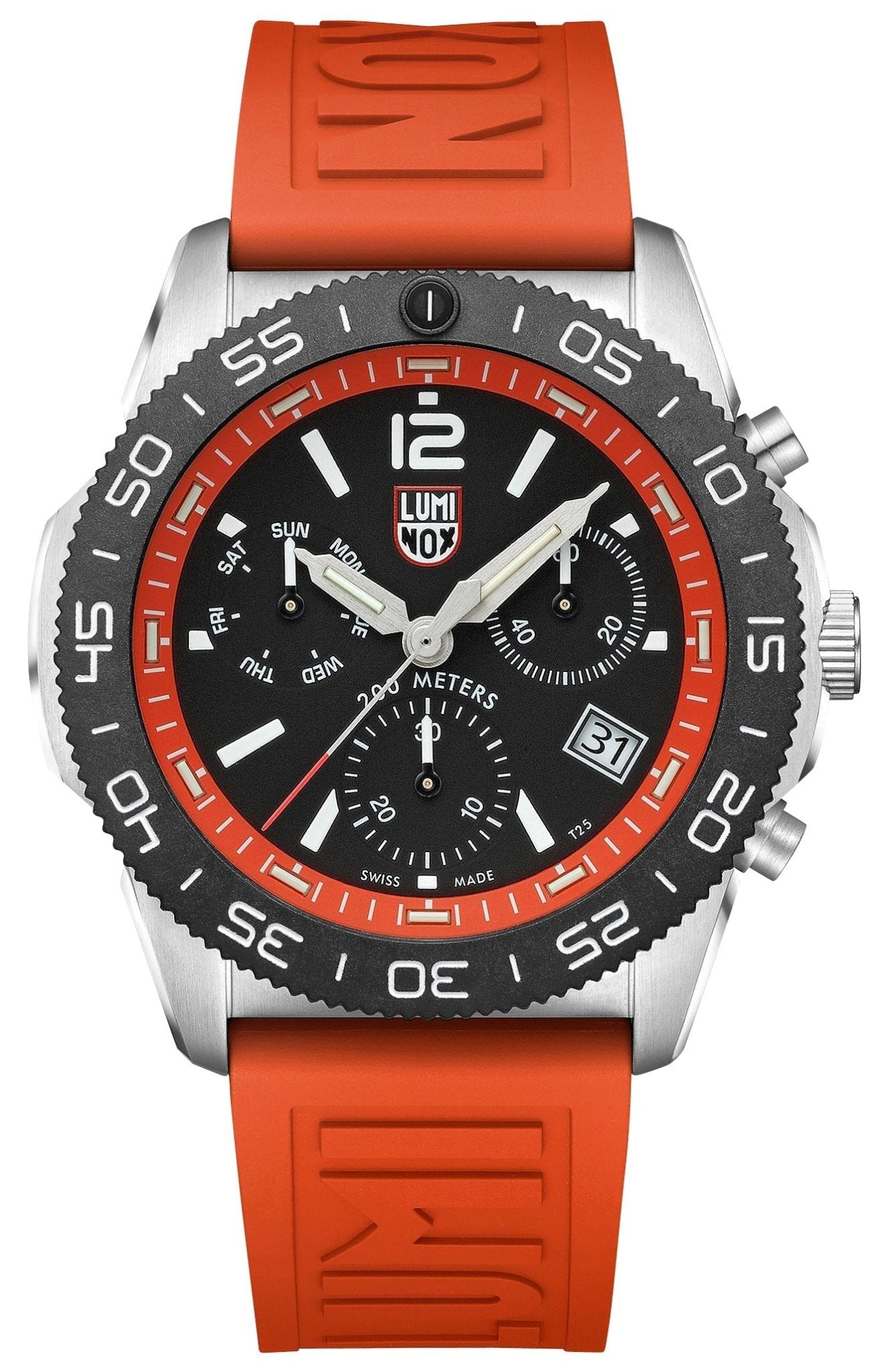 Luminox Pacific Diver Chronograph Stainless Steel Black Dial Orange Rubber Strap Day/Date Divers Quartz Mens Watch XS.3149 - WAB - Shipping Dept.