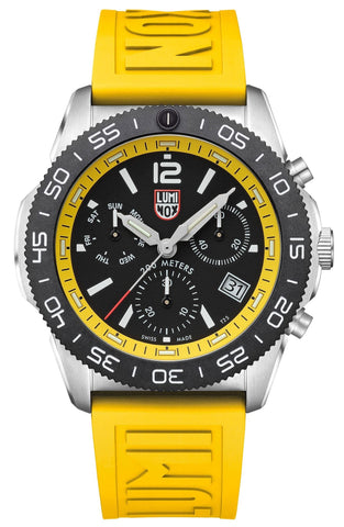 Luminox Pacific Diver Chronograph Stainless Steel Black Dial Yellow Rubber Strap Day/Date Divers Quartz Mens Watch XS.3145 - WAB - Shipping Dept.