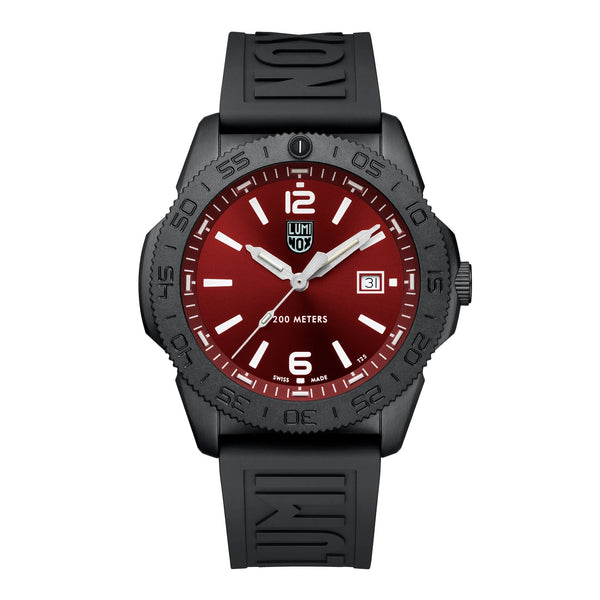 Luminox Pacific Diver "Crimson Surge" Black IP Steel Red Dial Black Rubber Strap Date Divers Quartz Mens Watch XS.3135.B - Watches & Beyond