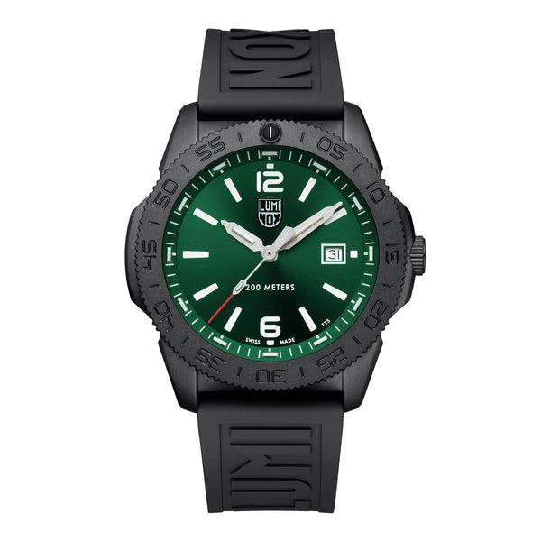 Luminox Pacific Diver "Emerald Depths" Black IP Steel Green Dial Black Rubber Strap Date Divers Quartz Mens Watch XS.3137.B - Watches & Beyond