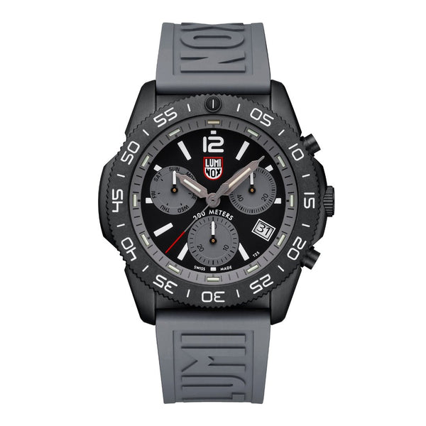Luminox Pacific Diver "Graphite Gray" Chronograph Black IP Steel Black Dial Gray Rubber Strap Day/Date Divers Quartz Mens Watch XS.3148 - Watches & Beyond