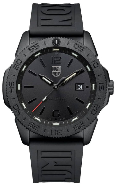 Luminox Pacific Diver Ion Plated Steel Black Dial Black Rubber Strap Date Quartz Mens Watch XS.3121.BO.1 - Watches & Beyond