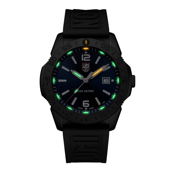 Luminox Pacific Diver "Midnight Tides" Black IP Steel Blue Dial Black Rubber Strap Date Divers Quartz Mens Watch XS.3123.B - Watches & Beyond