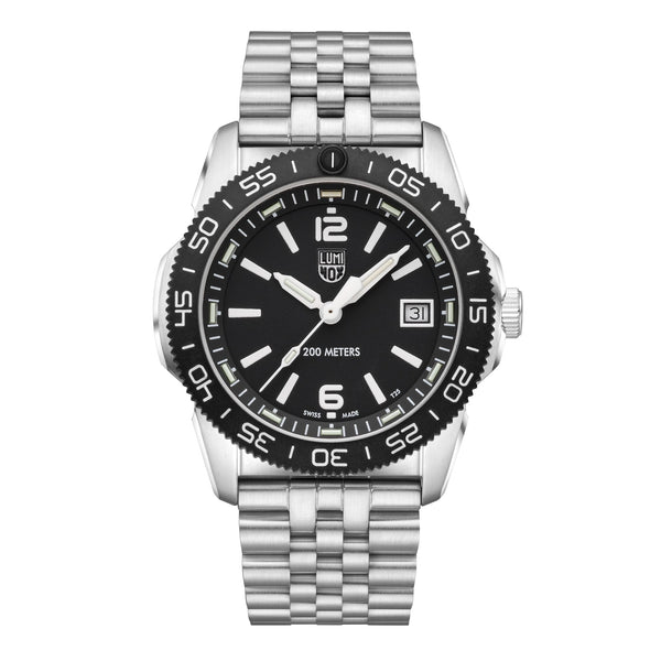 Luminox Pacific Diver Ripple Stainless Steel Black Dial Date Divers Quartz Unisex Watch XS.3122M.1 - Watches & Beyond