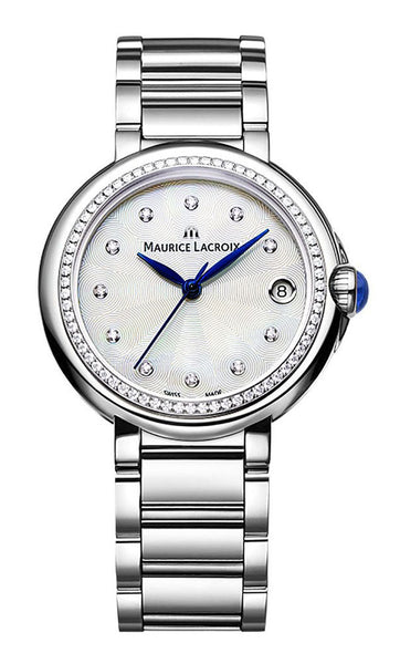 Maurice Lacroix Fiaba Stainless Steel Diamonds Mother - of - Pearl Dial Date Quartz Womens Watch FA1004 - SD502 - 170 - 1 - WAB - Shipping Dept.