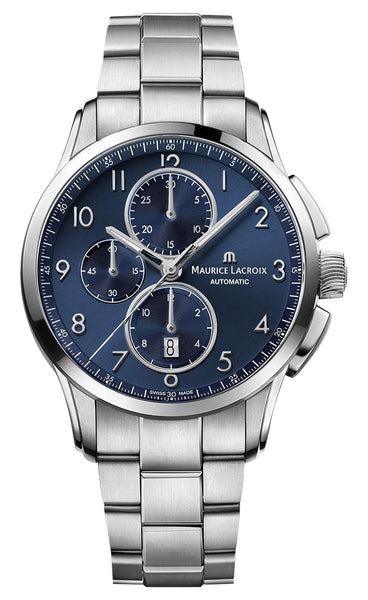 Maurice Lacroix Pontos Automatic Chronograph Stainless Steel Blue Dial Date Mens Watch PT6388 - SS002 - 420 - 1 - Watches & Beyond