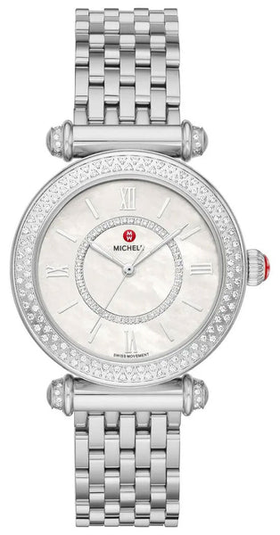 Michele Caber Mid Stainless Steel Mother - of - Pearl Dial Diamonds Womens Watch MWW16E000008 - WAB - Shipping Dept.