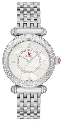 Michele Caber Mid Stainless Steel Mother - of - Pearl Dial Diamonds Womens Watch MWW16E000008 - WAB - Shipping Dept.