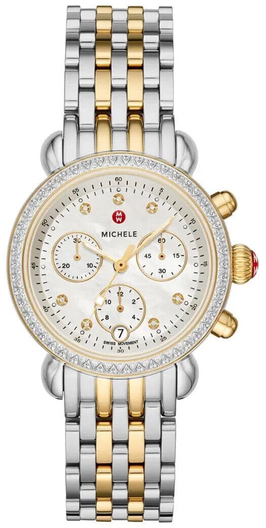 Michele CSX - 36 Chronograph Mother of Pearl Dial Date Two - Tone Stainless Steel Womens Watch MWW03C000514 - WAB - Shipping Dept.