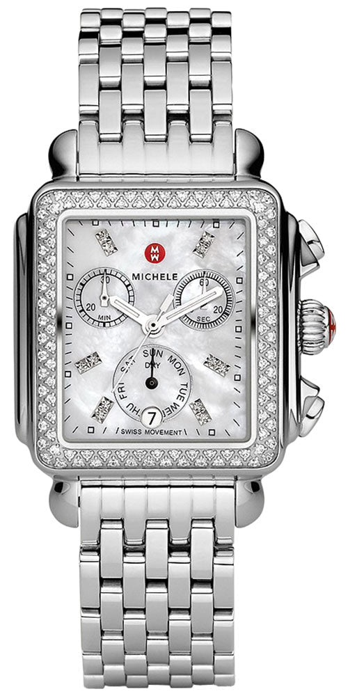 Michele Deco Chronograph Day/Date Stainless Steel & Diamond Womens Watch MWW06P000099 - WAB - Shipping Dept.