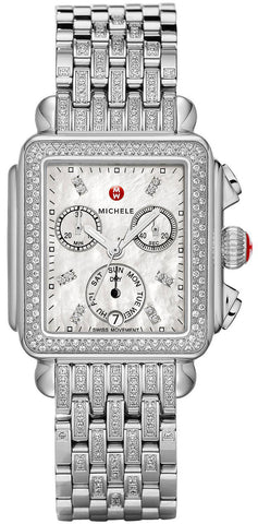 Michele Deco Chronograph Day/Date Stainless Steel Diamonds Womens Watch MWW06P000116 - WAB - Shipping Dept.