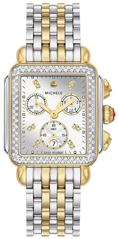 Michele Deco Diamond High Shine Chronograph Date Two - Tone Stainless Steel Womens Watch MWW06A000805 - Watches & Beyond