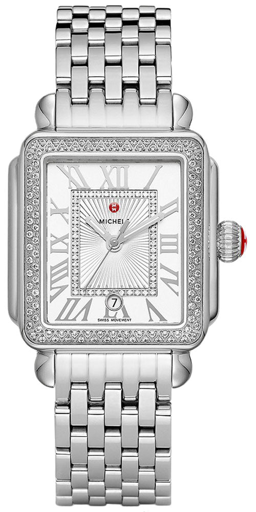 Michele Deco Madison Date Stainless Steel Diamonds Silver Dial Womens Watch MWW06T000163 - WAB - Shipping Dept.