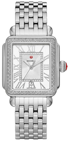 Michele Deco Madison Date Stainless Steel Diamonds Silver Dial Womens Watch MWW06T000163 - WAB - Shipping Dept.