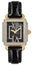 Michele Deco Madison Mid Diamonds Pavé Two - Tone Stainless Steel Black Mother - of - Pearl Dial Black Leather Strap Rectangle Womens Watch MWW06G000050 - Watches & Beyond