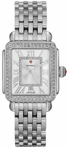 Michele Deco Madison Mid Stainless Steel Diamonds Silver Dial Date Womens Watch MWW06G000001 - WAB - Shipping Dept.