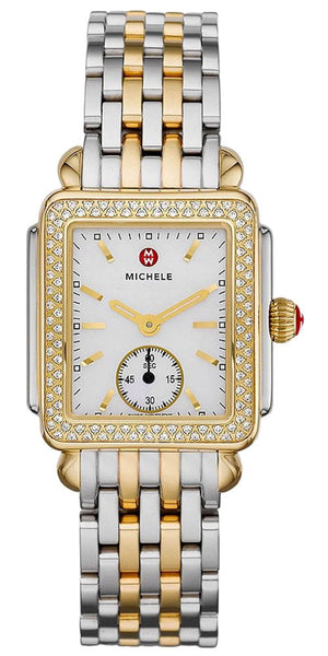 Michele Deco Mid Two - Tone Steel Diamond Rectangle Womens Watch MWW06V000023 - WAB - Shipping Dept.