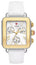 Michele Deco Sport Chronograph Silver Rectangle Dial Gold - Plated Bezel White Silicone Women's Watch MWW06K000069 - WAB - Shipping Dept.