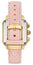 Michele Deco Sport Chronograph Silver Rectangle Dial Gold - Tone Case Ballet Pink Silicone Women's Watch MWW06K000072 - Watches & Beyond