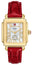 Michele Deco Sport Mid Gold - Plated Stainless Steel Mother - of - Pearl Dial Ruby Red Leather Strap Womens Watch MWW06H000005 - Watches & Beyond