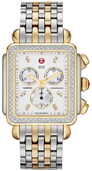 Michele Deco XL Diamond Chronograph Day/Date Two - Tone Stainless Steel Womens Watch MWW06Z000013 - WAB - Shipping Dept.