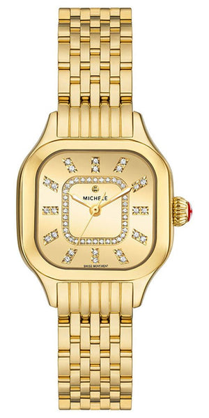 Michele Meggie 18K Gold - Plated Steel Diamonds Square Gold Dial Womens Watch MWW33B000013 - WAB - Shipping Dept.