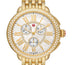 Michele Serein Chronograph Diamonds Mother - of - Pearl Dial 18K Gold - Plated Steel Womens Watch MWW21A000070 - Watches & Beyond