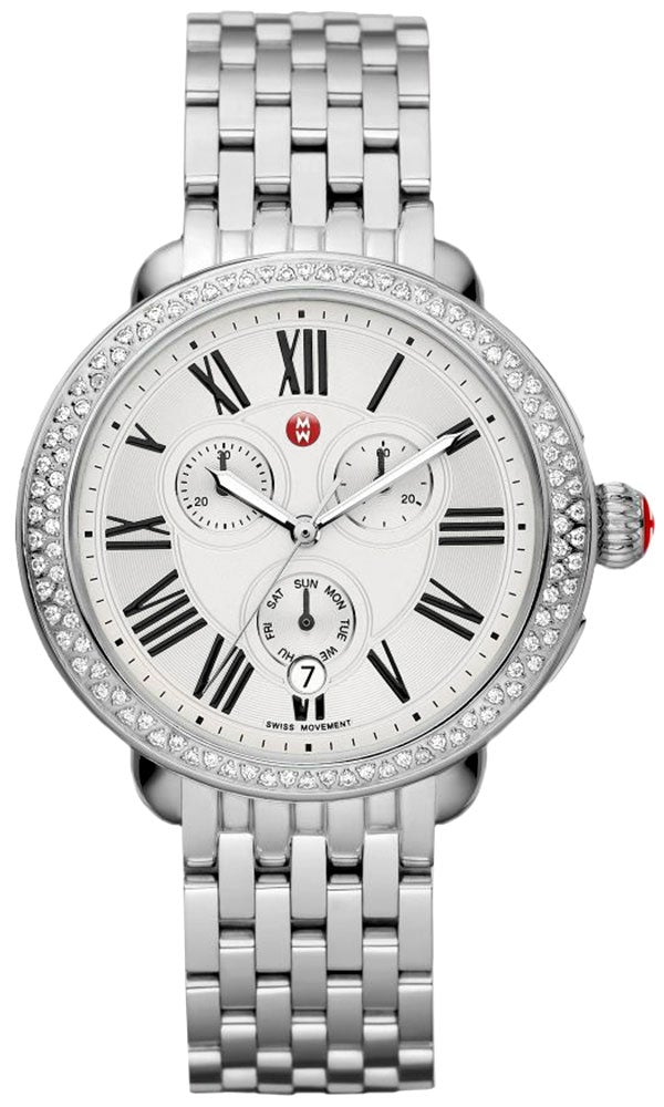 Michele Serein Chronograph Diamonds Silver Dial Date Stainless Steel Womens Watch MWW21A000001 - WAB - Shipping Dept.