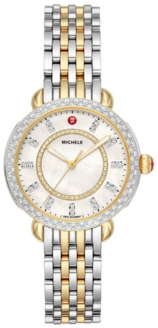 Michele Sidney Classic Two - Tone Stainless Steel Mother - of - Pearl Dial Diamonds Womens Watch MWW30B000002 - WAB - Shipping Dept.