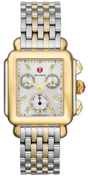 Michele Signature Deco Chronograph Day/Date Two - Tone Stainless Steel & Diamond Womens Watch MWW06P000122 - WAB - Shipping Dept.