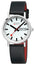 Mondaine Classic Stainless Steel White Dial Black Vegan Leather Strap Day/Date Quartz Unisex Watch A667.30314.11SBB - WAB - Shipping Dept.