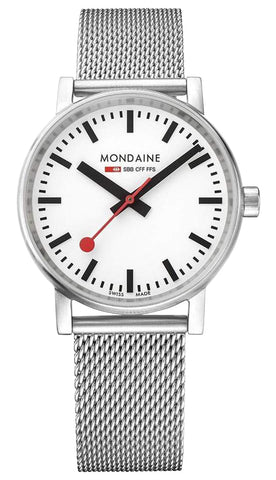 Mondaine EVO2 Stainless Steel Mesh White Dial Quartz Unisex Watch MSE.35110.SM - WAB - Shipping Dept.